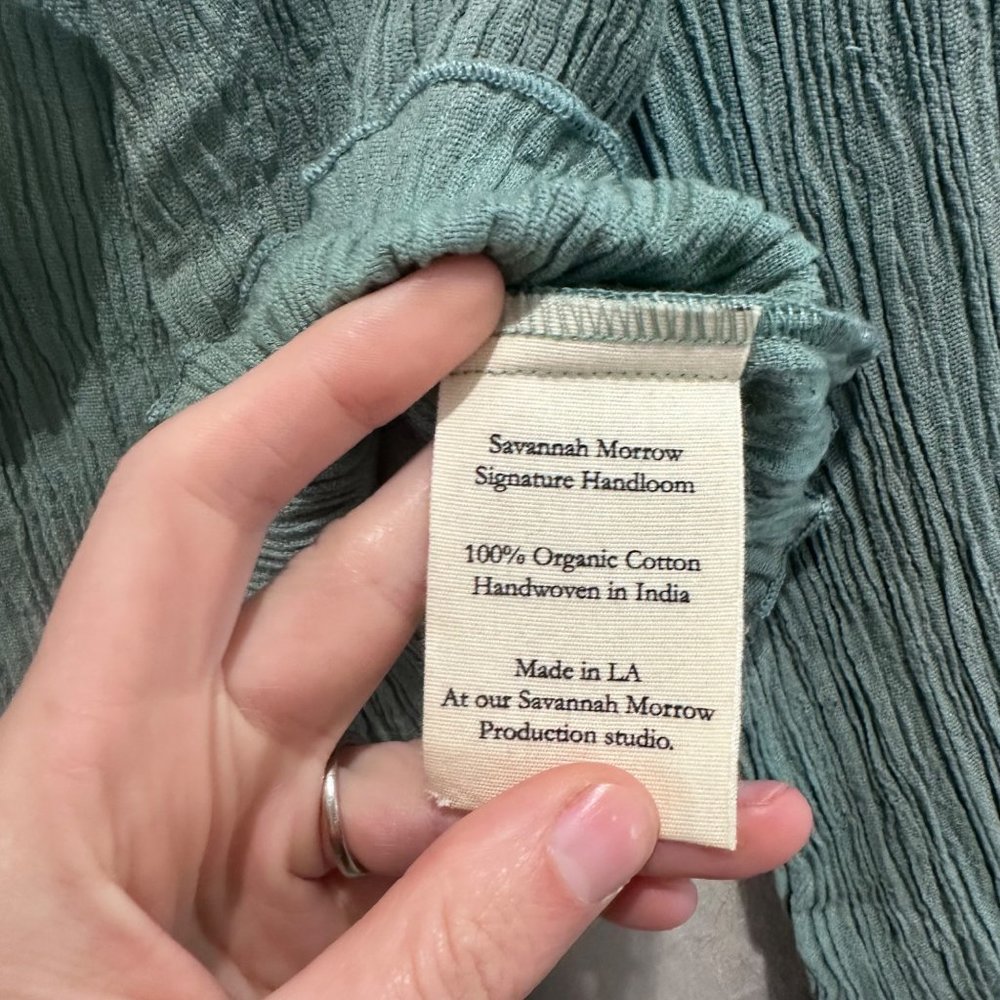 Savannah Morrow Net Sustain Adira Tie Front Crinkled Organic Cotton $248 Size S - Picture 6 of 8